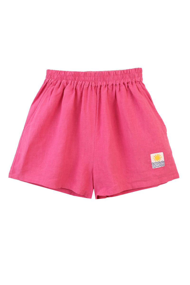 Basic Linen Shorts Fuchsia
