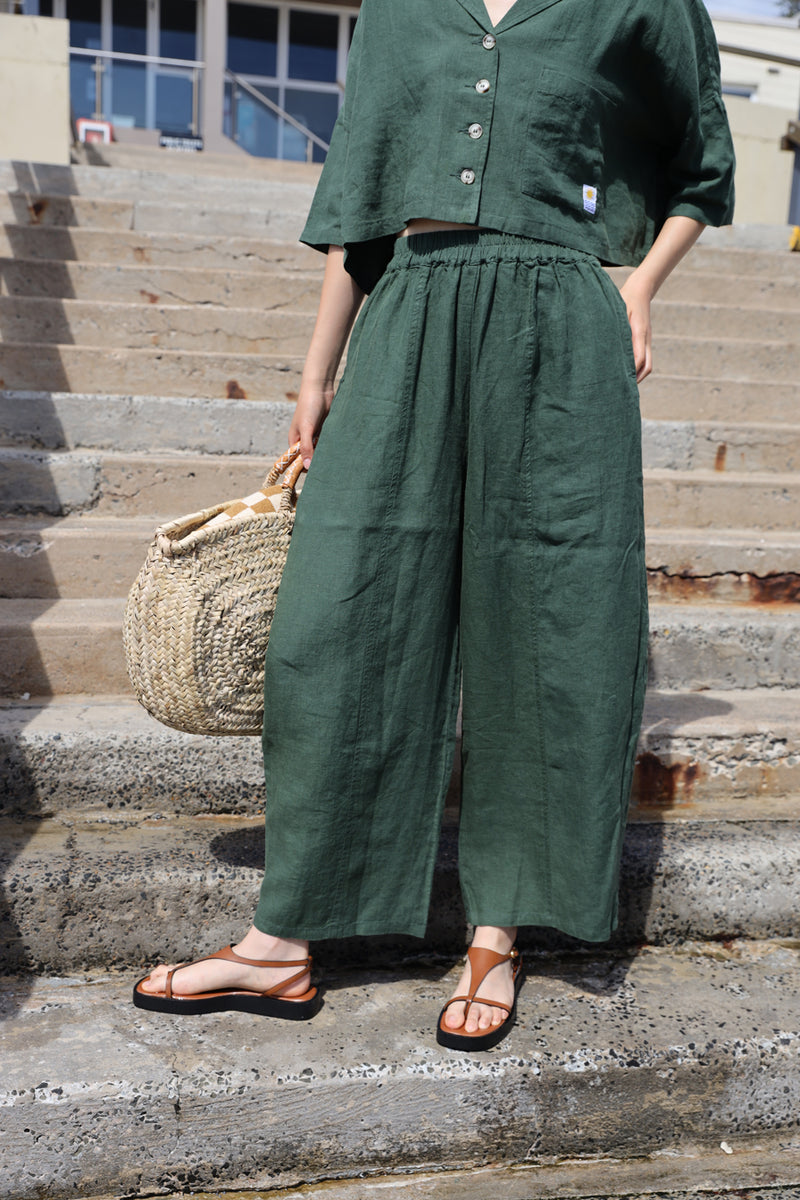 Basic Linen Trouser Hunter Green