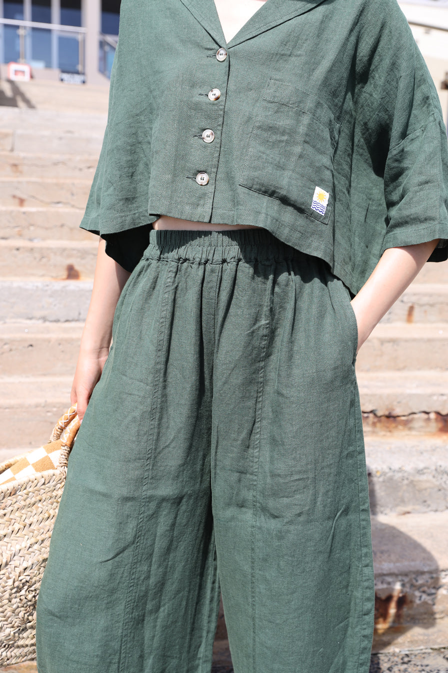 Basic Linen Trouser Hunter Green