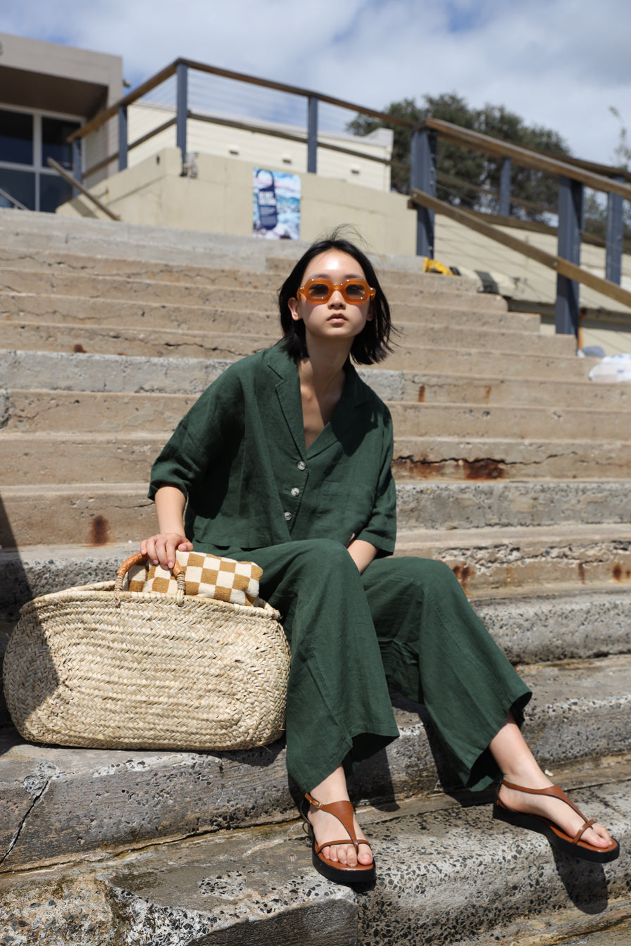 Basic Linen Trouser Hunter Green