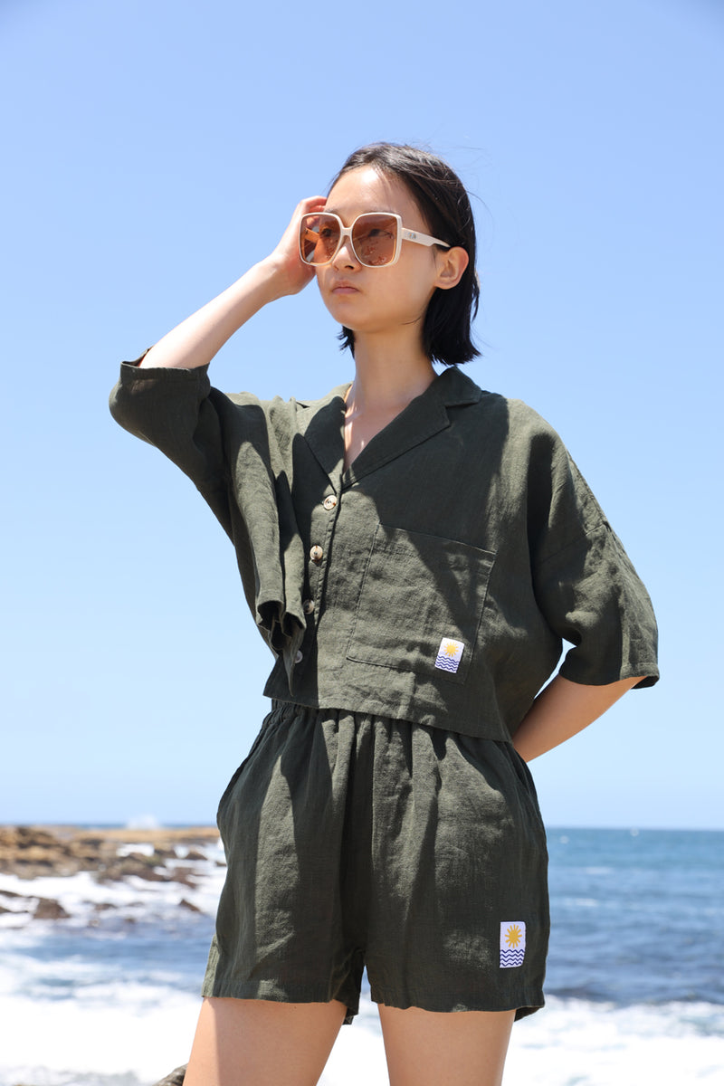 Maxim Linen Shirt Hunter Green