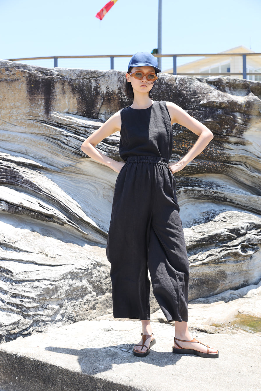 Basic Linen Trouser Black