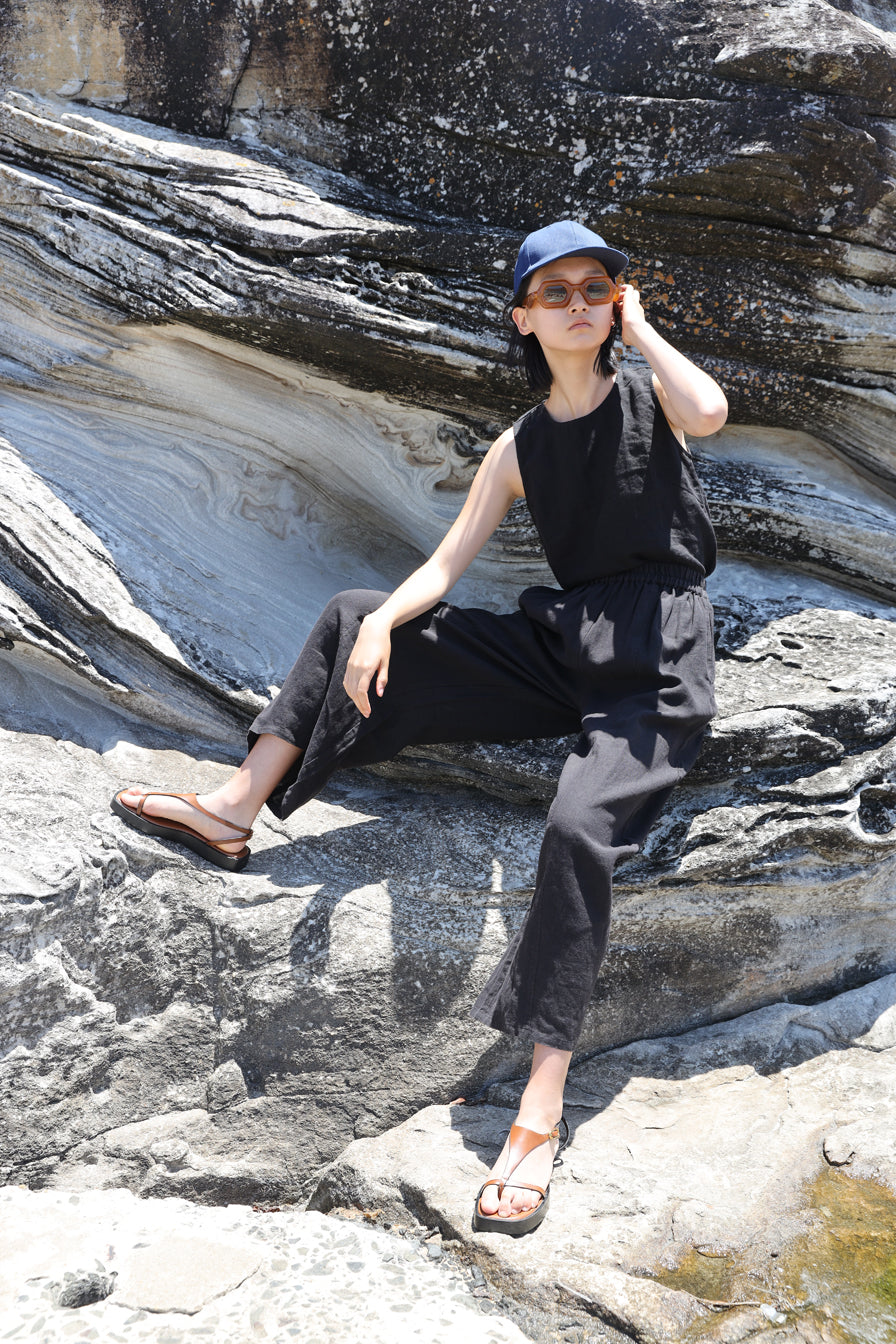 Basic Linen Trouser Black