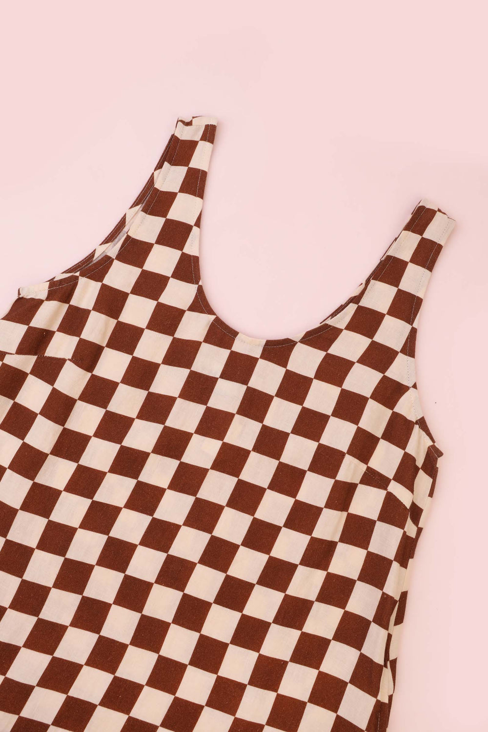 Printed Linen Slip Chestnut Check