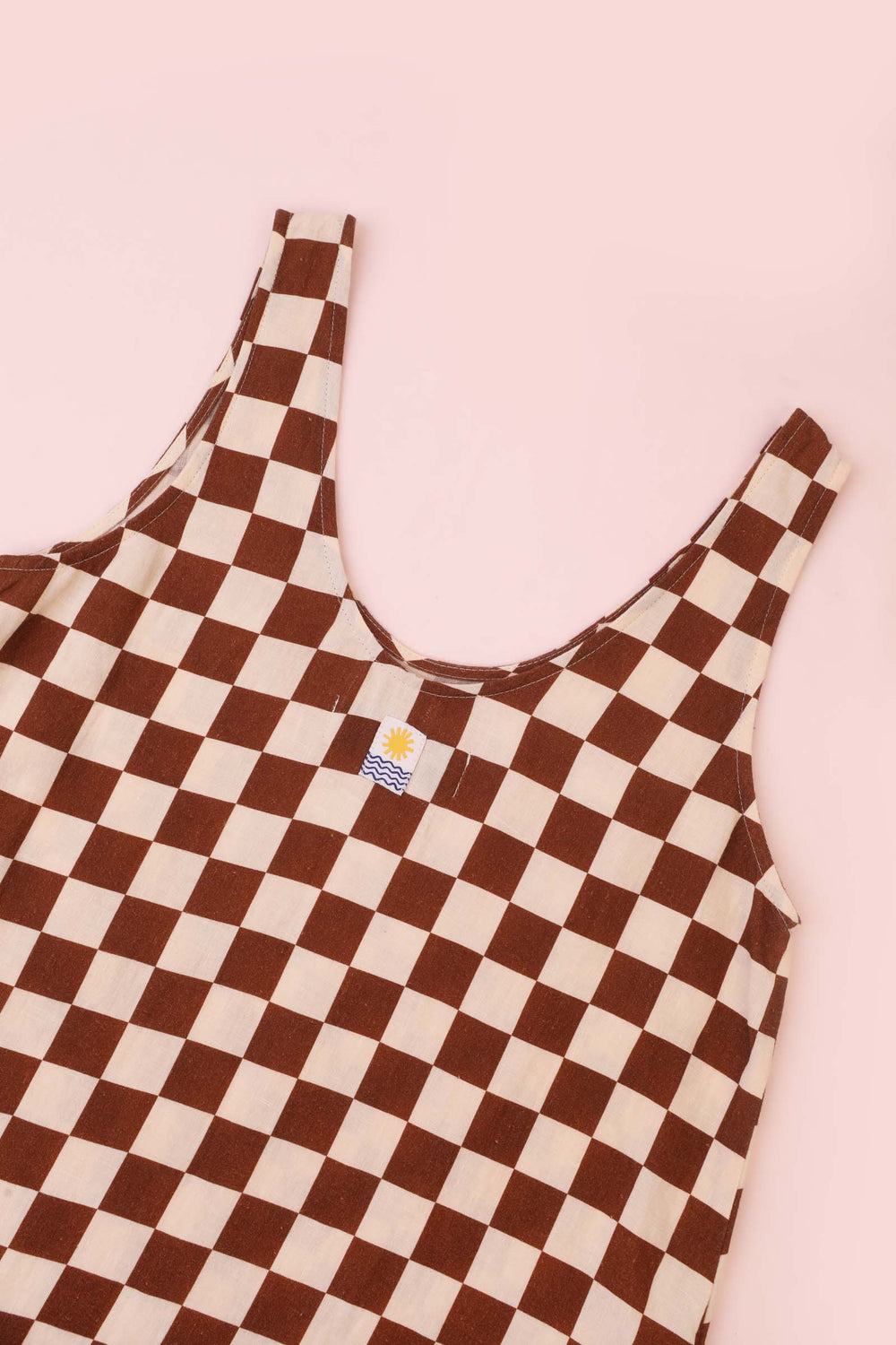 Printed Linen Slip Chestnut Check