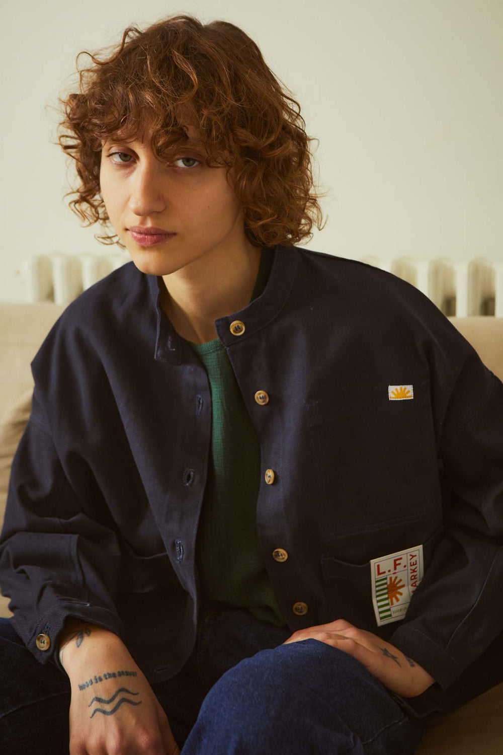 Wide Chore Coat Navy Canvas