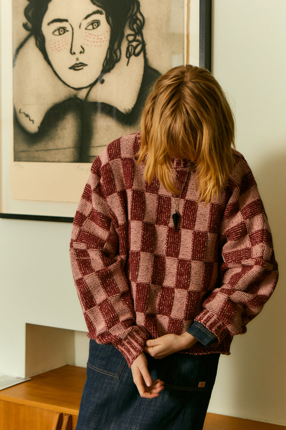Dixon Knit Jumper Brick Check