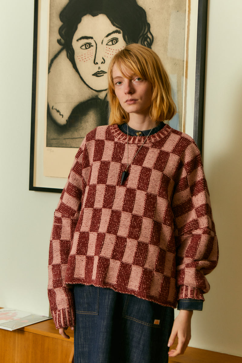 Dixon Knit Jumper Brick Check