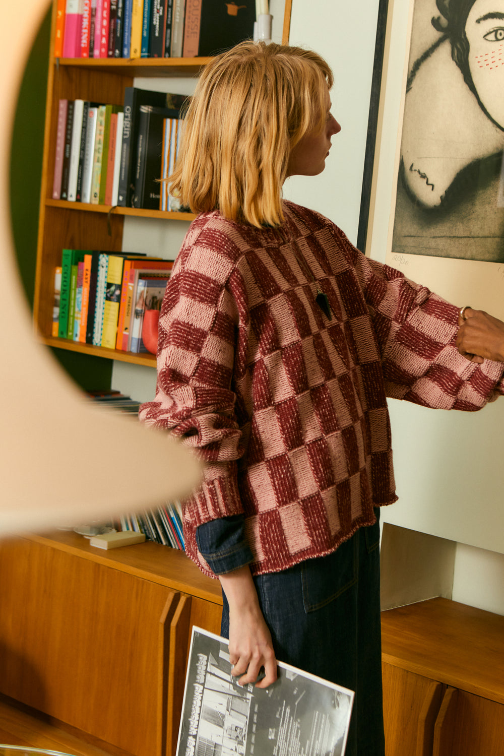 Dixon Knit Jumper Brick Check
