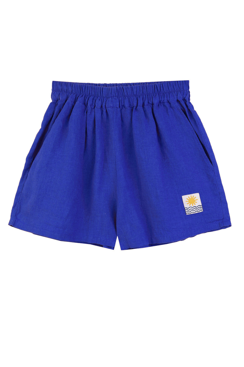 BASIC LINEN SHORTS COBALT