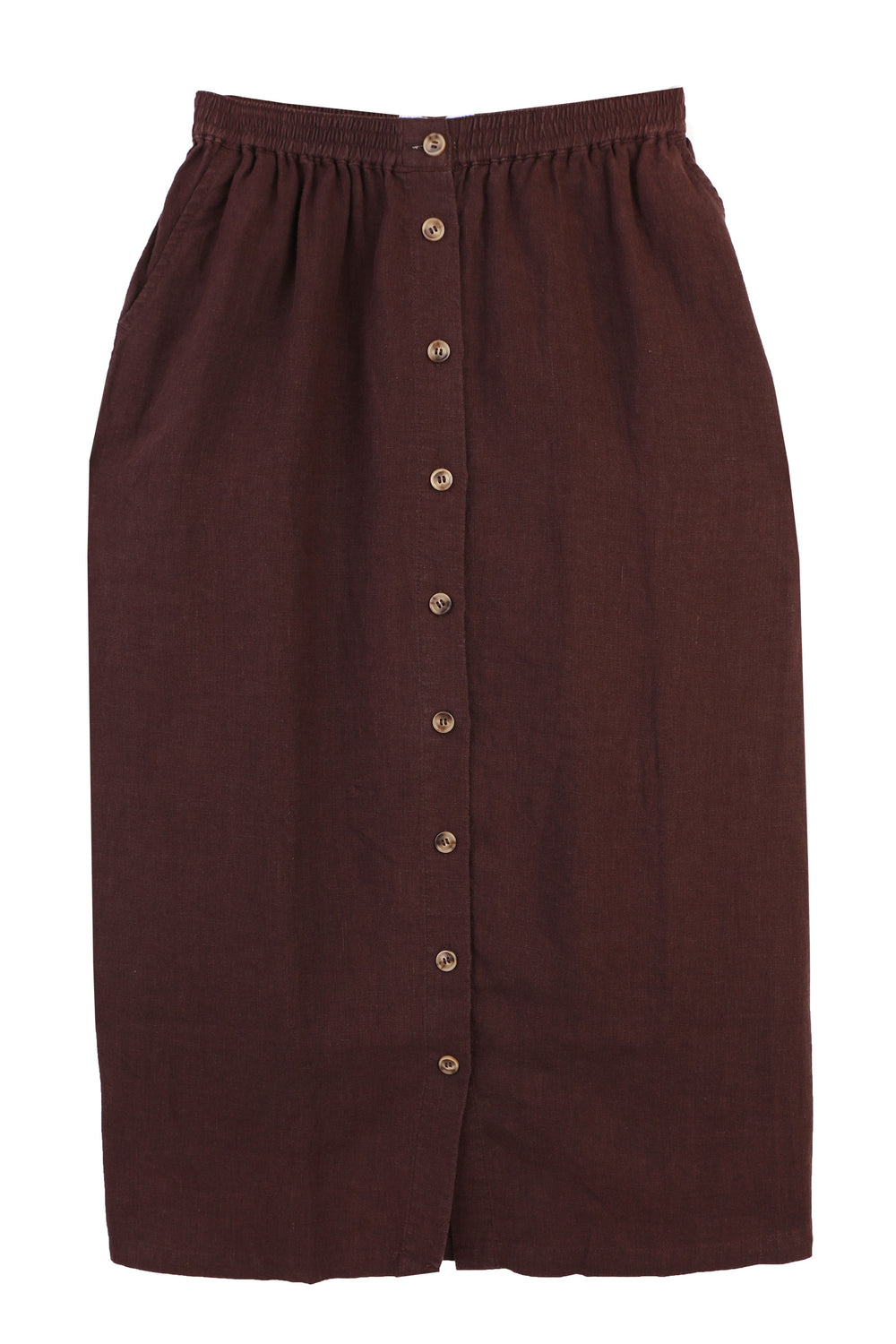 BASIC BUTTON FRONT SKIRT CHOCOLATE
