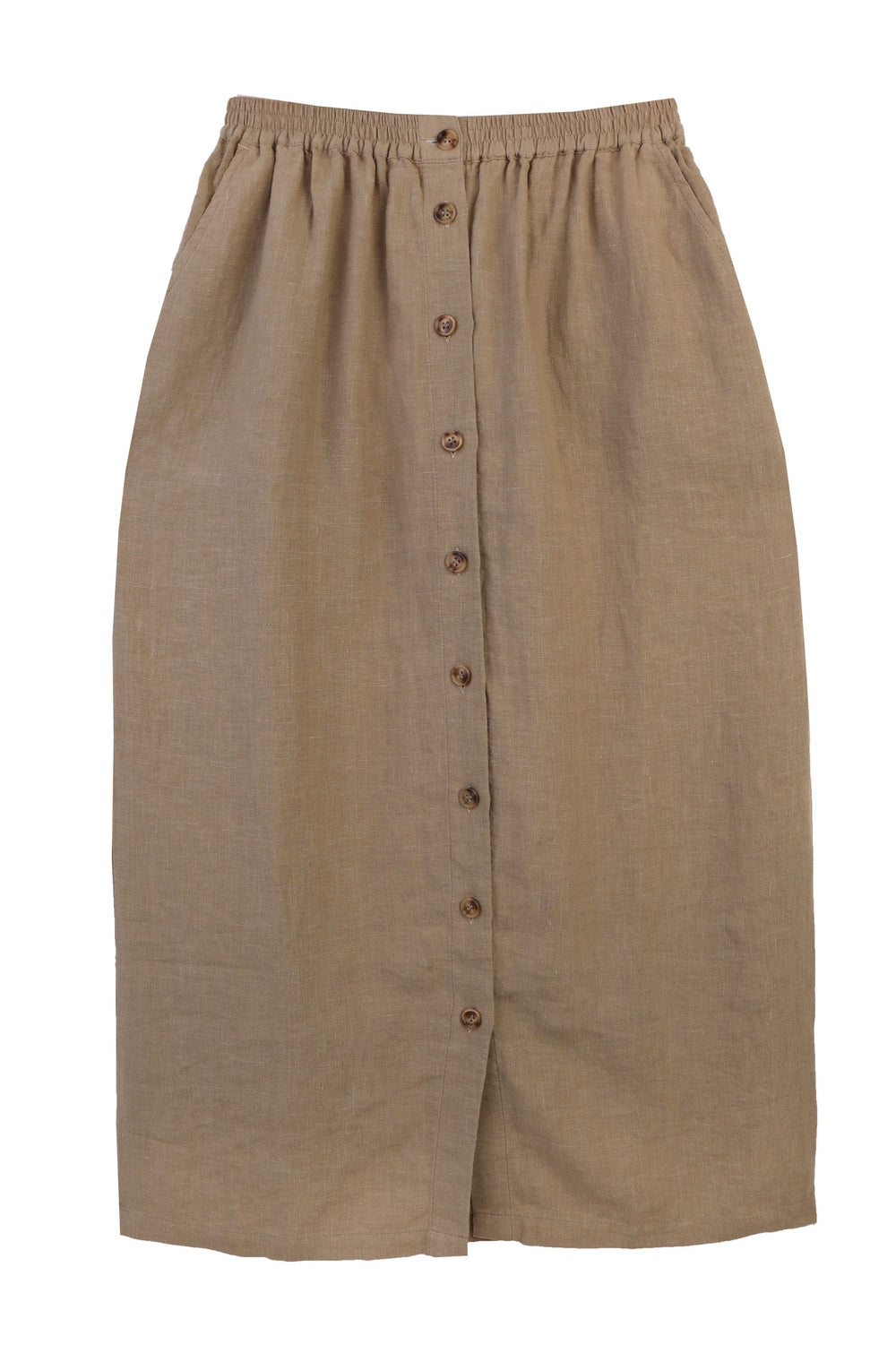 BASIC BUTTON FRONT SKIRT STONE