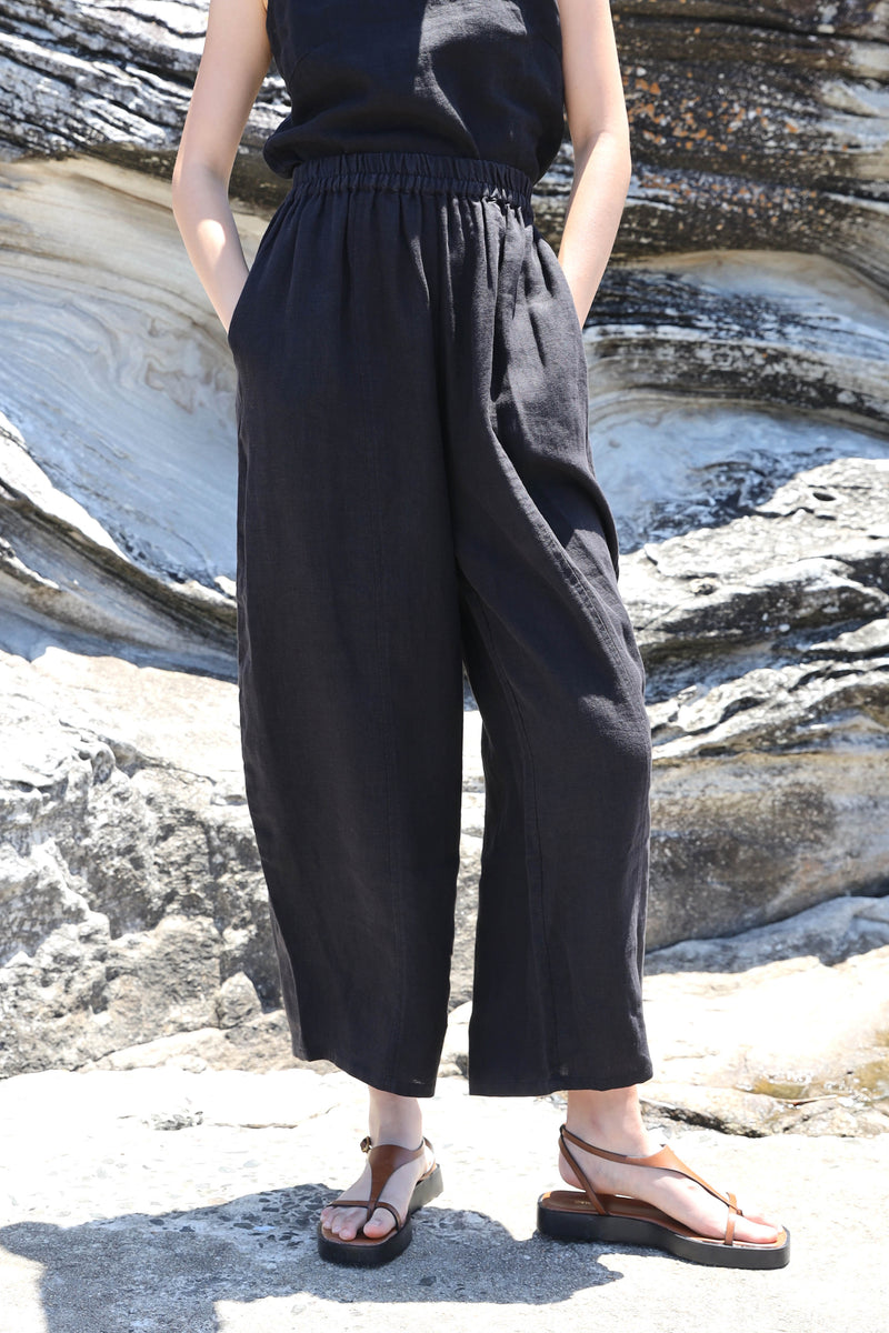 Basic Linen Trouser Black