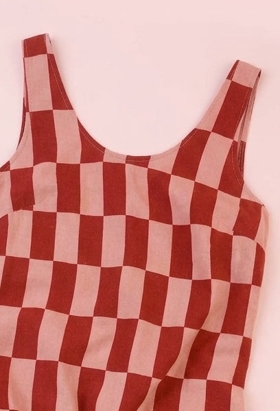 Printed Linen Slip Brick Check
