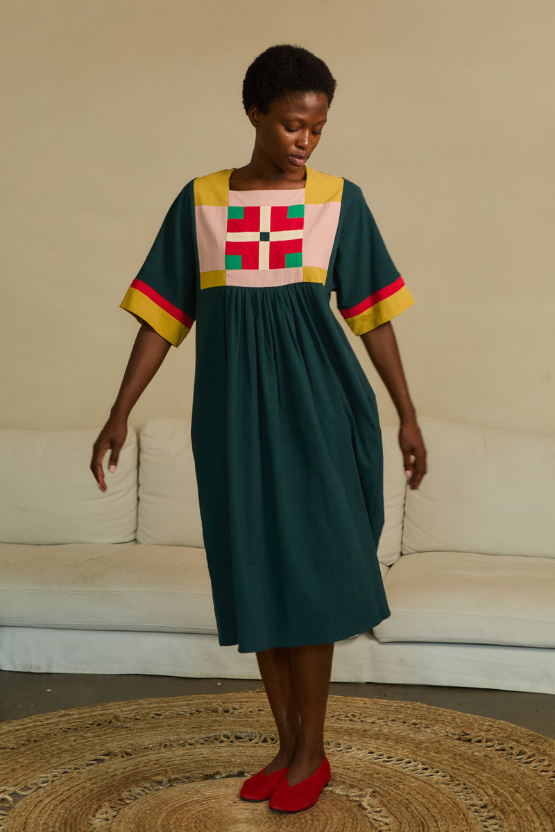 Rafe Dress Forest Patchwork
