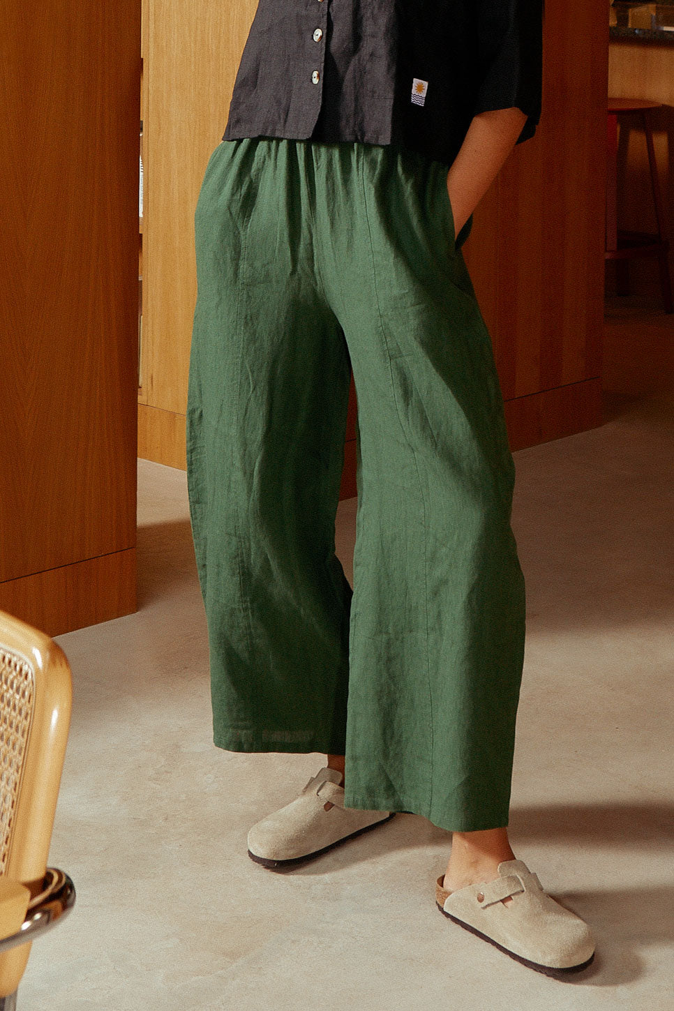 Basic Linen Trouser Hunter Green