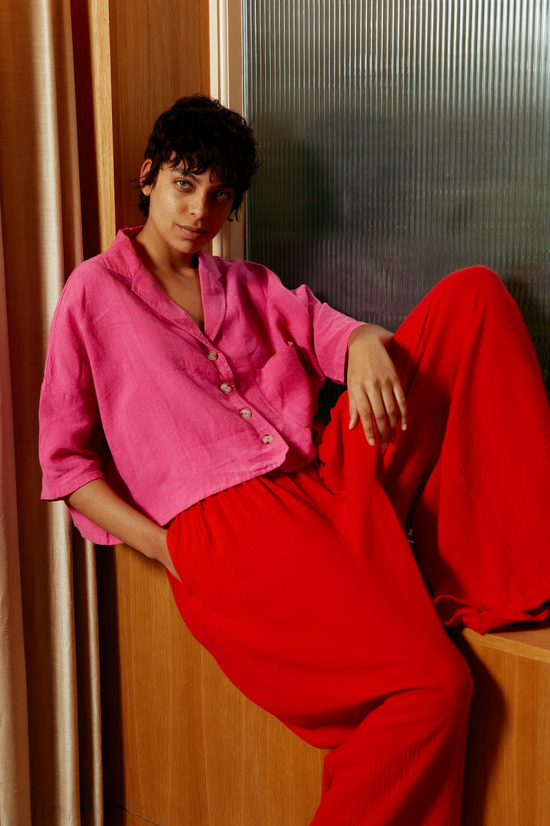Maxim Linen Shirt Fuchsia