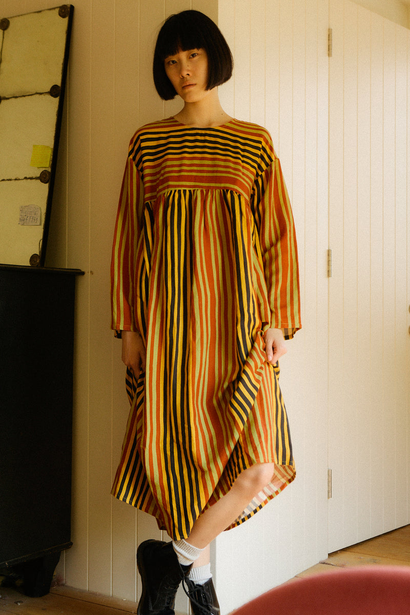 Alder Dress Painters Stripe